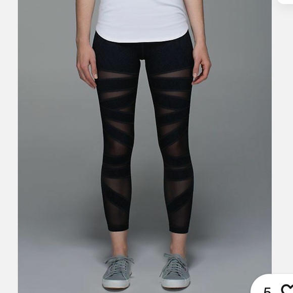 Lululemon High Times Pant Tech Mesh Tight Desert Snake Deep Coal Black - Picture 1 of 5